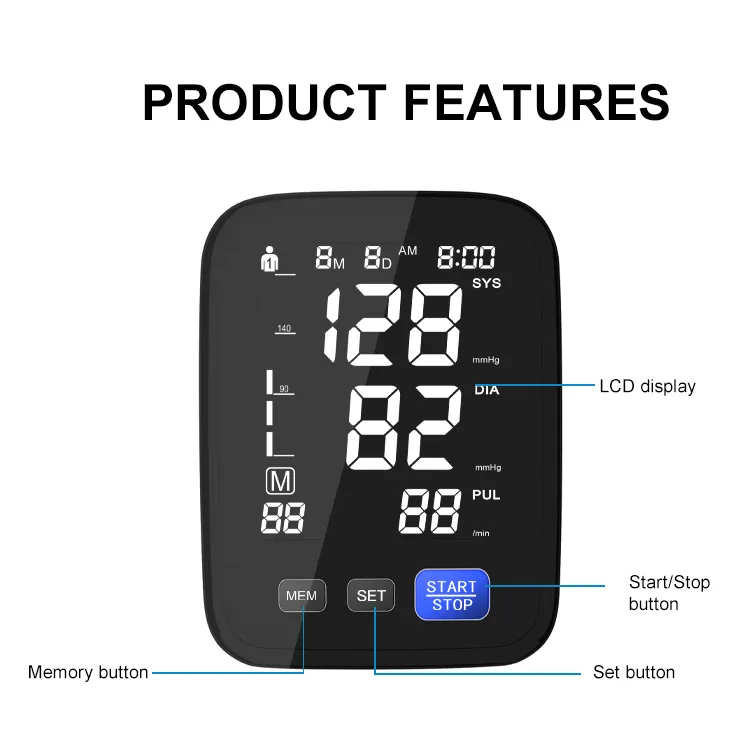 Sphygmomanometer Bp Machine Digtital Upper Arm Blood Pressure Monitor
