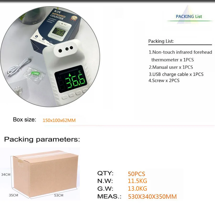 Best Economic and Hot Selling Wall Infrared Thermometer with Voice Low Temperature Environment Working