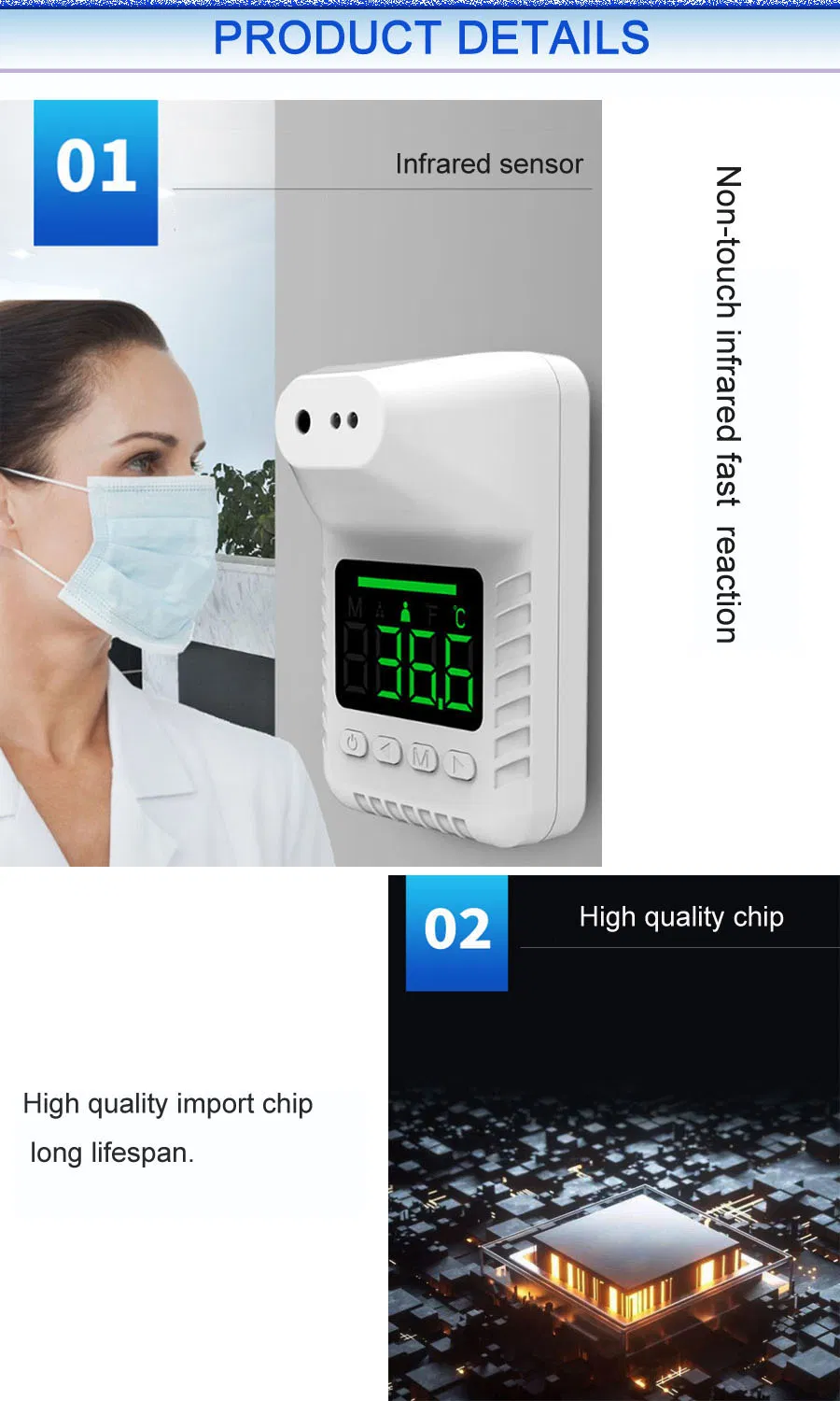 Best Economic and Hot Selling Wall Infrared Thermometer with Voice Low Temperature Environment Working