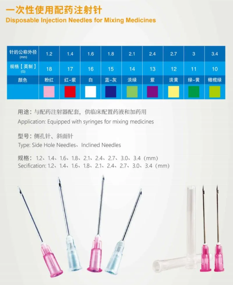 CE Approved Disposable Hypodermic Hypodermic Medical Injection Syringe Needles