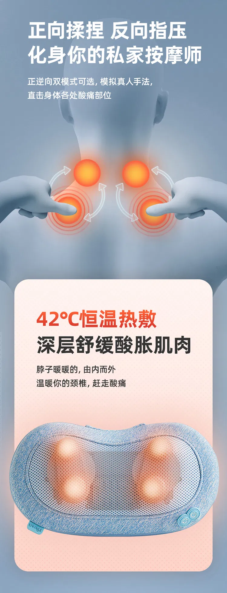 Cervical Massager Waist Massager Massage Pillow Shoulder and Neck Massager Whole Body Spine Back Lumbar Massage Kneading Cushion