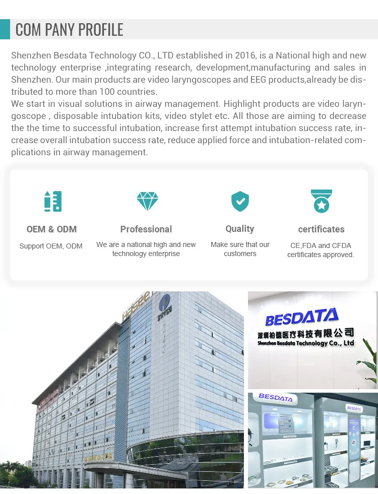 Disposable Video Laryngoscope with Mil0 Mac1 Mac3 Mac4 Single Use Plastic Blades for ICU