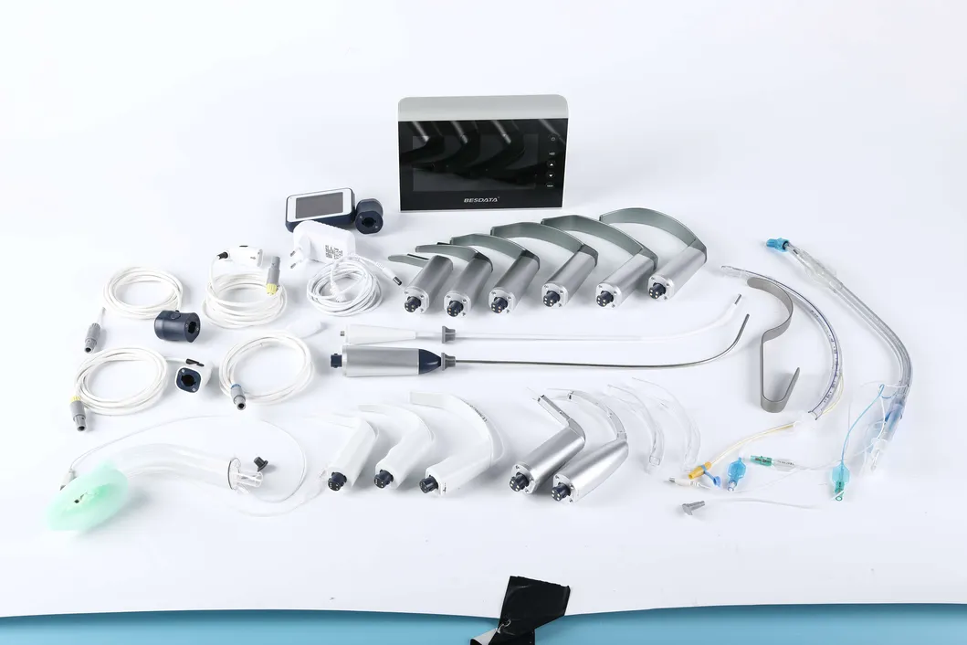 Ent Department Use Medical Fiberoptic Laryngoscope Set for Intubation Video Laryngoscope