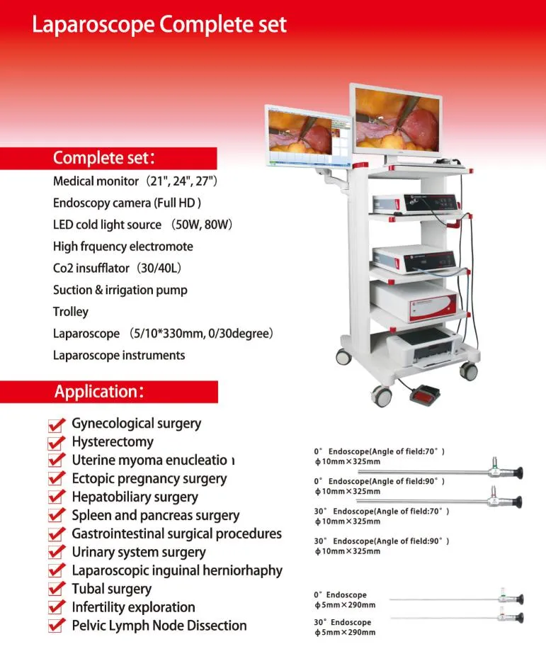 Full HD Laparoscopy Tower of Complete Set with Laparoscopic Instruments Devices Medical Endoscope Camera