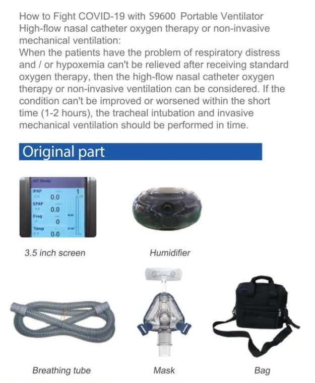 High Quality S9600 Duo-Level/ Bipap Non-Invasive Ventilator Machine