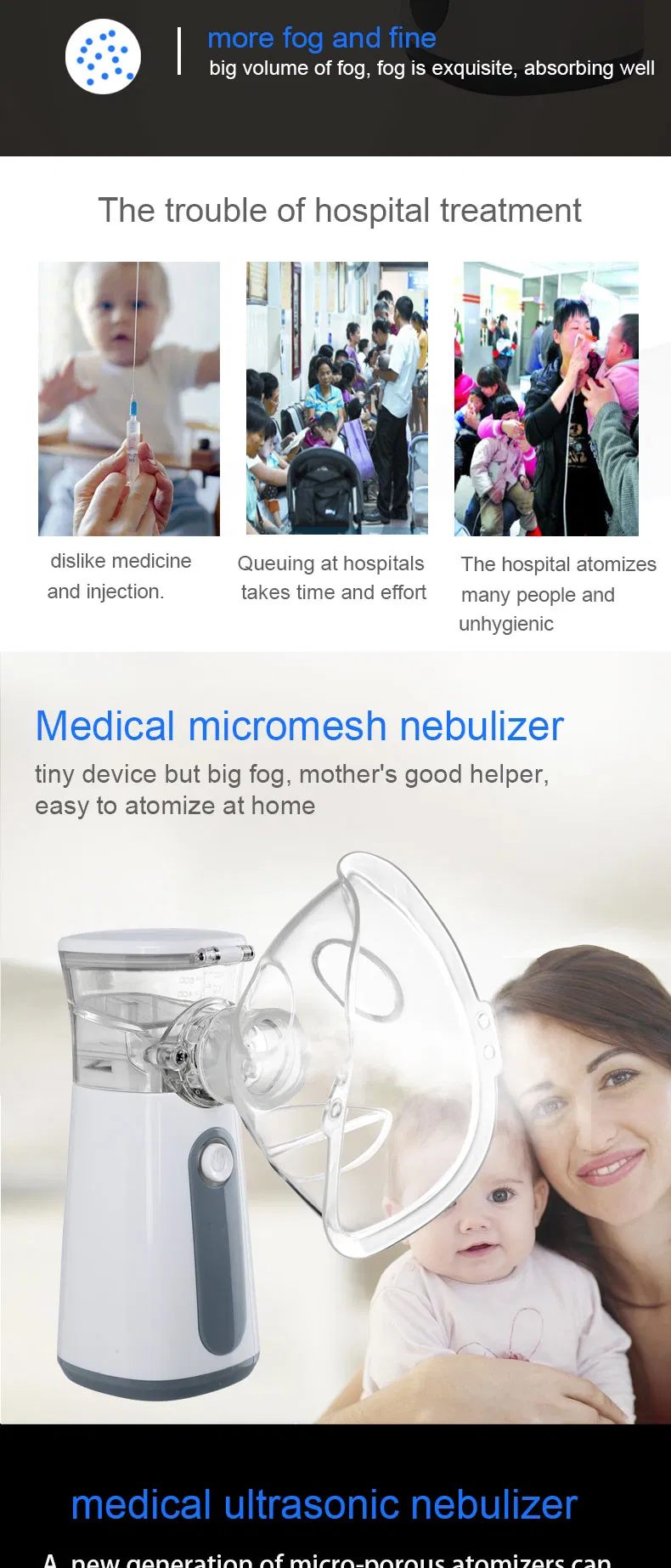Hochey Medical Hot Selling Un204 Portable Kids Asthma Inhaler Kids Steam Portable Chargable Nebulizer for Children and Adoult