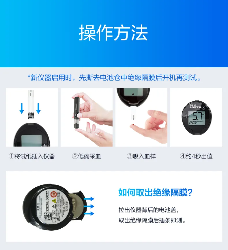 International Standard Imported Blood Glucose Test Strips with High Accuracy, Zhenrui Go Type (instrument + 100 test strips + 100 blood sampling needles)