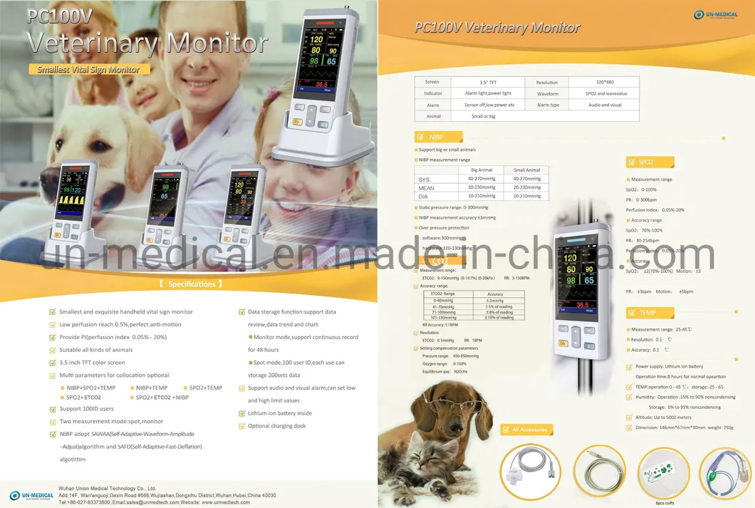 ISO Approved Rechargeable Pet Animal Veterinary Tabletop Pulse Oximeter