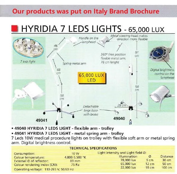 Medical Equipment CE & ISO Ks-Q7 Hospital Bed Rail Clamp LED Surgical Lamp