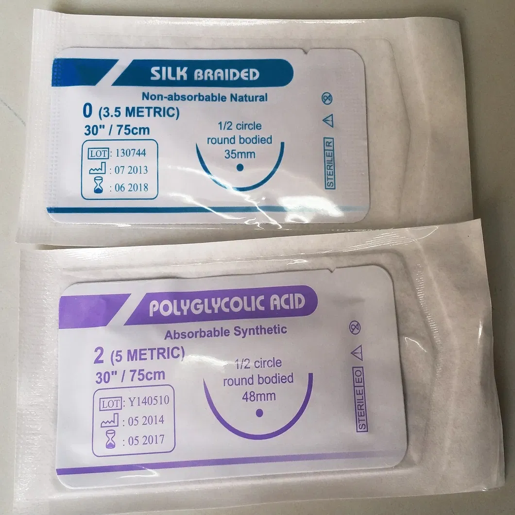Medical Sterile Absorbable and Non Absorbable Chromic Catgut/Silk/PGA Surgical Sutures