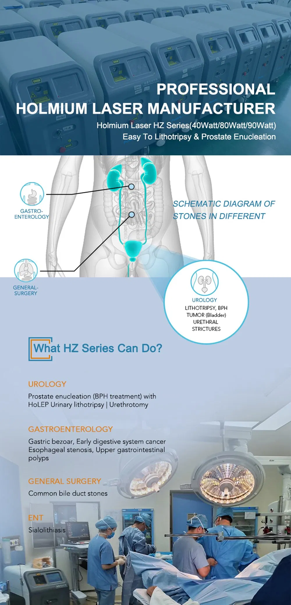 Professional Hz-90-Watt Holmium Laser Therapeutic for Bladder Tumor Resection