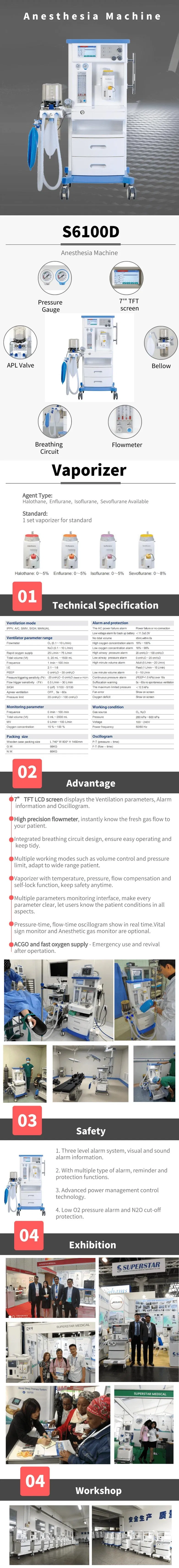 Superstar S6100d Anesthesia equipment Use for Hospital Emergency
