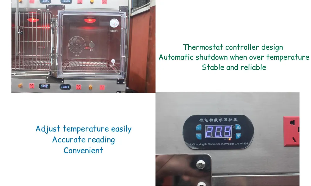 Veterinary Stainless Steel Dog Kennel Pet Cage IV Stand Therapy Warm Oxygen Cage for Pet Cat