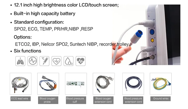 Yonker 12 Inch Multi-Parameter Veterinary Vital Signs Monitor for Pets Clinics and Vet Hosptials with Touch Monitor