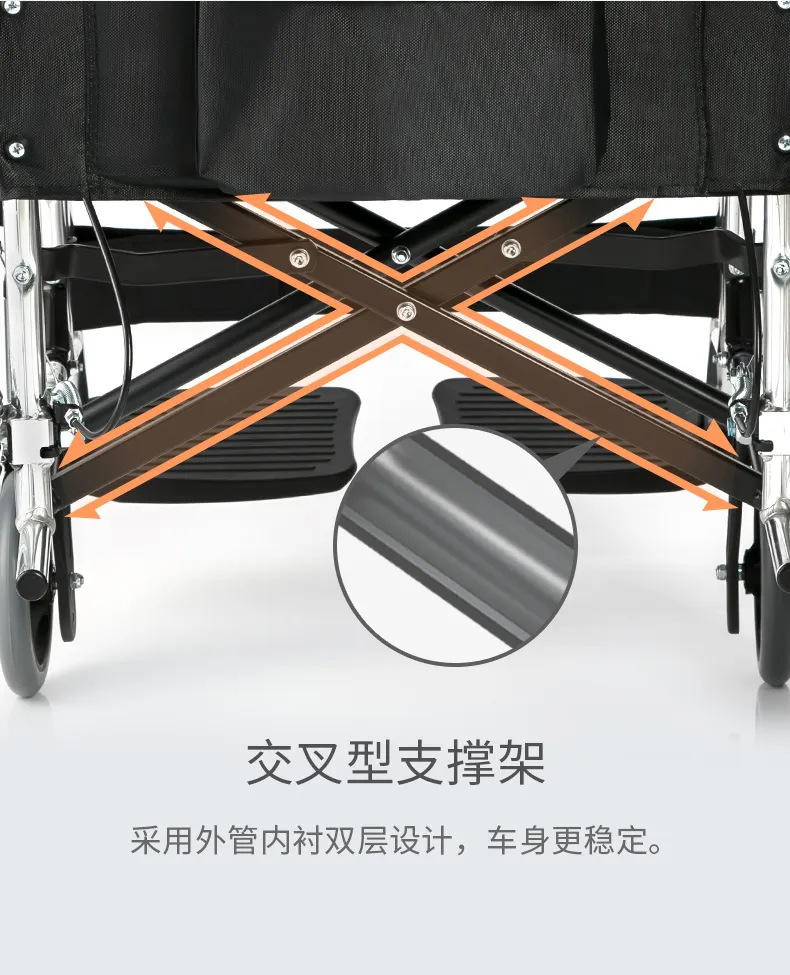 Yuwell Diving Wheelchair H053c Aluminum Alloy Wheelchair Lightweight Folding Double Brake Foldable Back Type Household Elderly Wheelchair